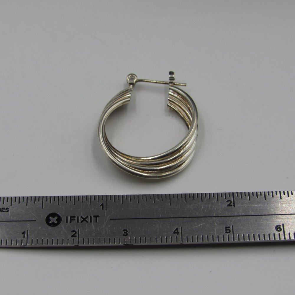 Sterling Silver Odd Layered Wire Dangle Earrings - image 5